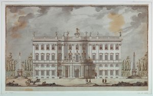 Dibujo, Proyecto para el alzado de una villa, finales del siglo XVIII de Paolo Posi