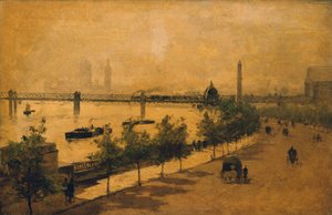 The Thames Embankment, Londres (óleo sobre panel) de Paolo Sala