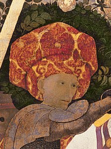 La Batalla de San Romano, detalle de la cabeza de Niccolò da Tolentino, líder de los mercenarios florentinos (detalle) de Paolo Uccello