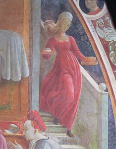 El nacimiento de la Virgen (detalle) de Paolo Uccello