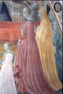 La Natividad de la Virgen, (detalle) que representa a las mujeres de la familia del donante, de la Capilla de la Asunción