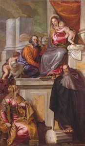 La Sagrada Familia con San Juan Bautista, San Antonio Abad y Santa Catalina, 1551 de Paolo Veronese