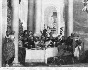 La comida en la casa de Simón el Fariseo, detalle del lado izquierdo, 1570 (detalle) de Paolo Veronese