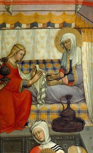 Retablo de la Natividad de la Virgen de Paolo di Giovanni Fei (hacia 1345-hacia 1411), temple sobre madera, detalle
