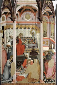 Nacimiento de María (detalle) - tríptico en panel de Paolo di Giovanni Fei