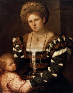 Retrato de una dama con un niño de Paris Bordone