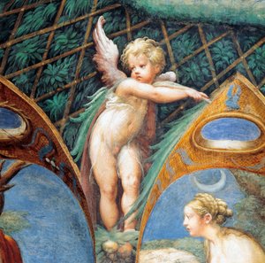 Querubín y rostro de Diana, del Mito de Diana y Acteón de Parmigianino