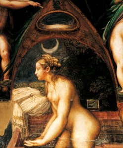 Diana y Acteón, por Francesco Mazzola, conocido como Parmigianino (1503-1540), (detalle) Fortaleza de San Vitale en Fontanellato, Emilia Romagna