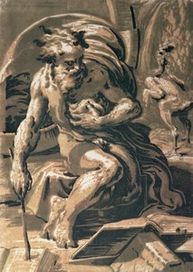 Diógenes, Grabado por Ugo da Carpi de Parmigianino 