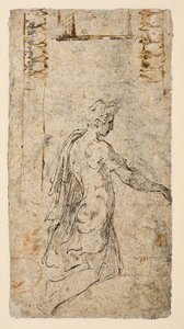 Estudio de un joven arrodillado (verso) de Parmigianino