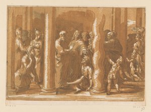 San Pedro y San Juan curan a un paralítico de Parmigianino (attributed to)