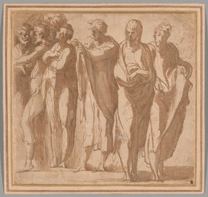 Grupo de nueve figuras de pie de Parmigianino