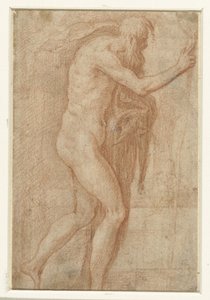 Hombre levantando el dedo en señal de advertencia de Parmigianino