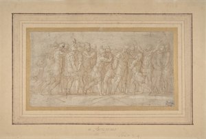 Guerreros romanos o griegos celebrando después de una victoria, 1503-40 de Parmigianino