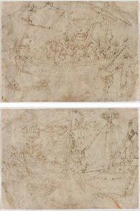 Navicella (recto) Dos dibujos de barcos (verso) de Parri Spinelli
