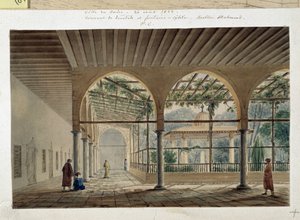 Orientalismo: convento de derviches y fuente. Dibujo de Pascal Coste (1787-1879) de Pascal Xavier (after) Coste