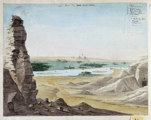 Vista tomada desde el monte Kattan. Egipto. 1818 Dibujo de Pascal Coste (1787-1879) Museo de Arqueología Mediterránea, Marsella