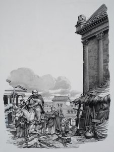 Obispo Mellitus (m.624) llegando a Londres (gouache sobre papel)