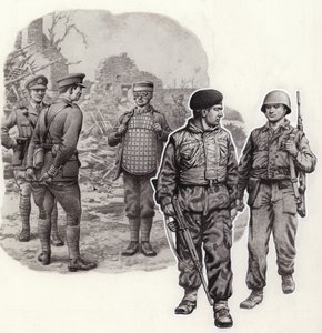 Body armour from World War 2 to today (gouache sobre papel) de Pat (1907-95) Nicolle