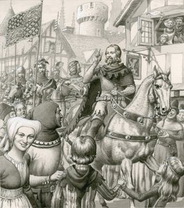 Regreso triunfal de Eduardo III (gouache sobre papel)
