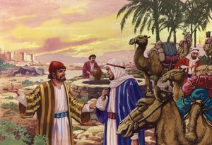 Eliezer llegando al pozo (gouache sobre papel)