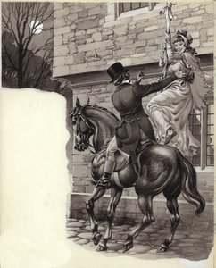 John Peel y Mary White se fugan a Gretna Green (gouache sobre papel)