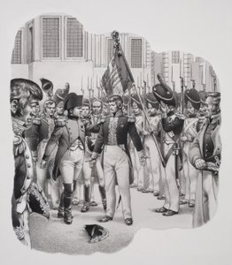 Napoleón (1769-1821) camino del exilio (gouache sobre papel)