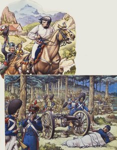 Napoleón y la Guardia Imperial de Napoleón (gouache sobre papel)