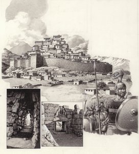 La fortaleza de Micenas (gouache sobre papel) de Pat (1907-95) Nicolle