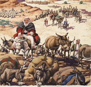 El regreso a Canaán, de la historia de Jacob (gouache sobre papel)