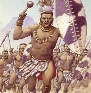 Guerrero zulú (gouache sobre papel)