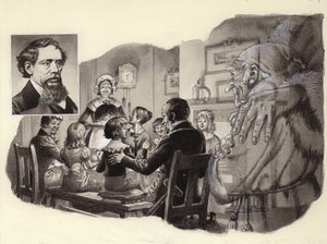 Cuento de Navidad de Charles Dickens (gouache sobre papel)