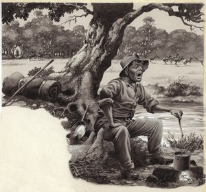 A Jolly Swagman (gouache sobre papel)