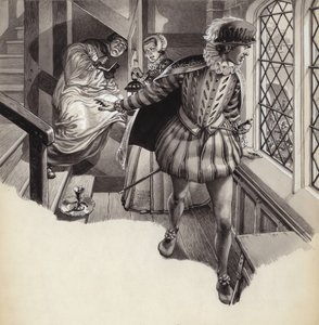 Un cura se desliza en un orificio sacerdotal (gouache sobre papel)