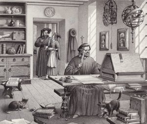 Cosimo Medici sentado en su casa de Florencia (gouache sobre papel) de Pat (1907-95) Nicolle