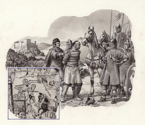 Cruzados en Turquía en el siglo XI (gouache sobre papel)