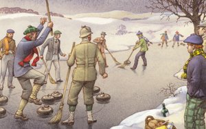 Curling in Scotland (gouache sobre papel) de Pat (1907 95) Nicolle