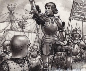 Eduardo, conde de March, desembarcando en Ravenspur en 1471 (gouache sobre papel)