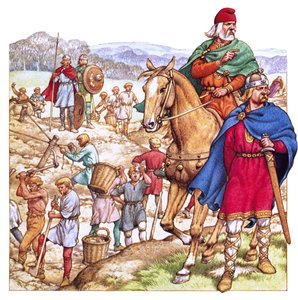 El rey Offa, observando la construcción de su dique