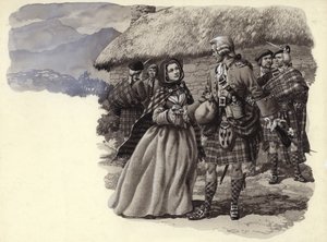 El príncipe Carlos Estuardo, el Joven Pretendiente, y Flora Macdonald (gouache sobre papel) de Pat (1907 95) Nicolle