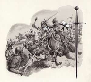 Los Caballeros Teutónicos (gouache sobre papel)