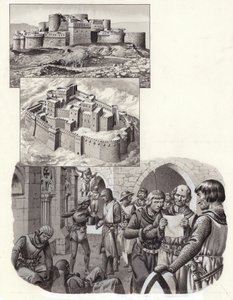 La fortaleza de Krak des Chevaliers (gouache sobre papel)