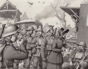Mujeres del Ejército de Salvación durante la Gran Guerra (gouache sobre papel)