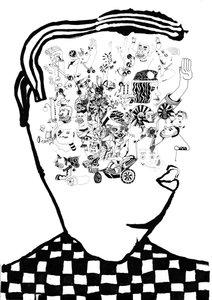 Whats In My Head, 2014 (pluma y pincel)