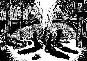 fuego en el bosque, 2014 (tinta y pincel)