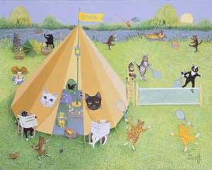Colonia de vacaciones (óleo sobre lienzo) de Pat Scott
