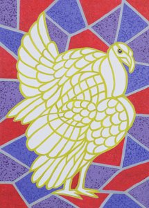 Pavo en vidriera de Pat Scott