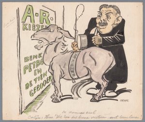 Colijn con el votante antirrevolucionario como burro The Dumb Ass (título sobre el objeto)