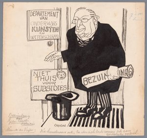 El ministro de Visser y los recortes a las subvenciones al arte Recorte Sin subsidios de arte (título sobre objeto) de Patricq Kroon (signed by artist)