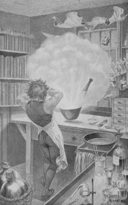 Davy, y una explosión (litografía) de Patten Wilson